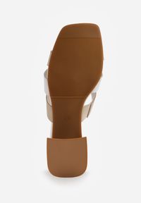 Born2be - Białe Skórzane Klapki na Słupku z Przeplatanymi Paskami Orinnore. Okazja: na wesele, na co dzień, na ślub cywilny. Kolor: biały. Materiał: skóra. Wzór: ażurowy, paski. Obcas: na słupku. Styl: casual, elegancki. Wysokość obcasa: średni #5