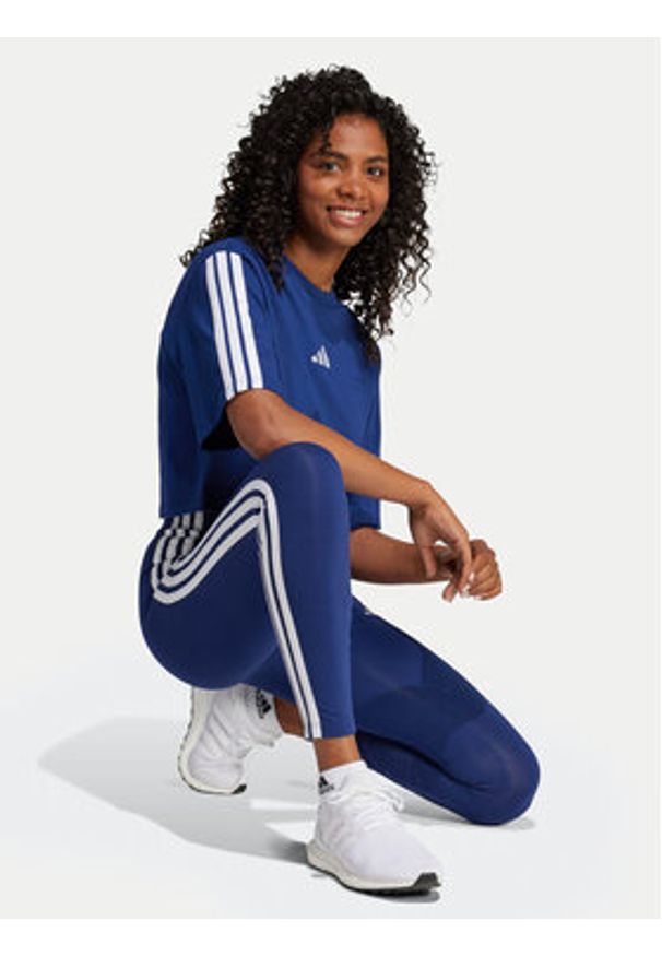 Adidas - adidas Legginsy Essentials 3-Stripes JE0067 Granatowy Slim Fit. Kolor: niebieski. Materiał: bawełna