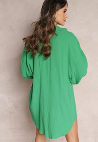 Renee - Zielona Bawełniana Koszula Oversize z Przedłużonym Tyłem Gelacia. Kolor: zielony. Materiał: bawełna. Sezon: wiosna, lato #6