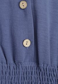 Born2be - Granatowy Wiskozowy Kombinezon o Taliowanym Kroju z Szerokimi Nogawkami Delsea. Okazja: do pracy. Kolor: niebieski. Materiał: wiskoza. Długość rękawa: krótki rękaw. Długość: krótkie. Styl: elegancki #2