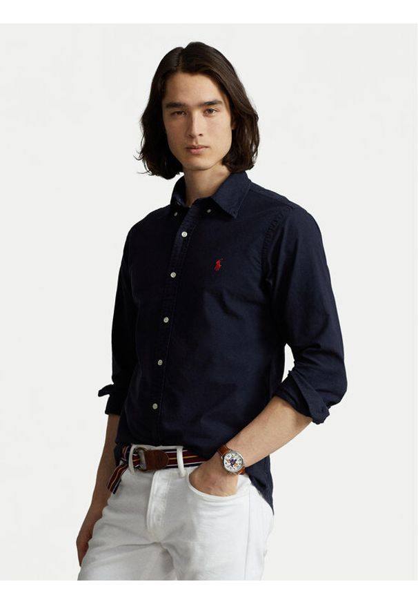 Polo Ralph Lauren Koszula Bsr 710772290 Granatowy Custom Fit. Typ kołnierza: polo. Kolor: niebieski. Materiał: bawełna