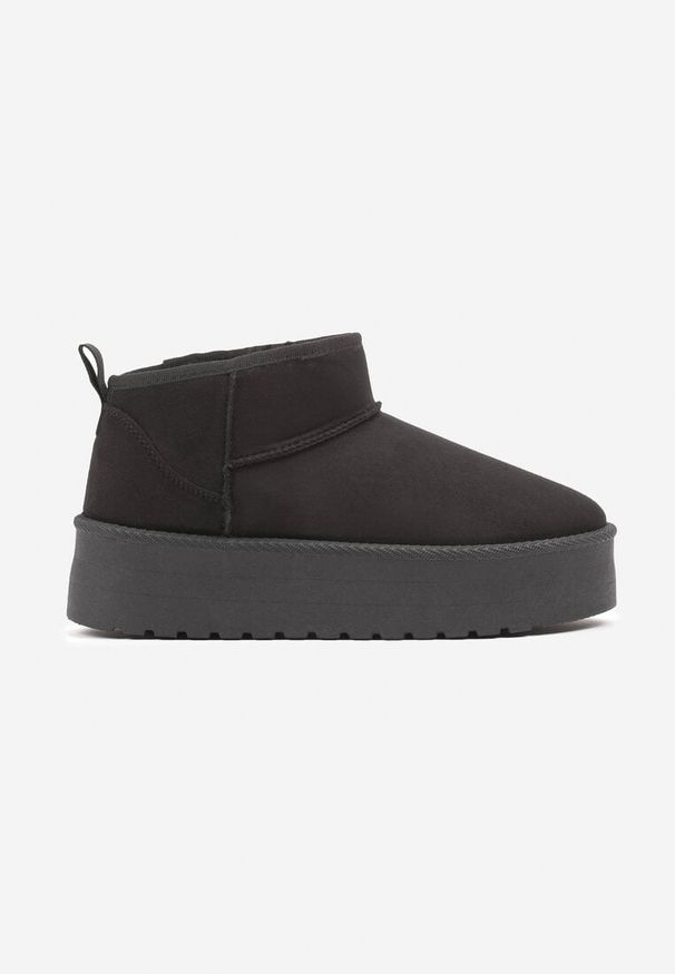 Born2be - Czarne Ocieplone Śniegowce Wsuwane na Platformie Meralyn. Okazja: na co dzień. Zapięcie: bez zapięcia. Kolor: czarny. Materiał: jeans, wełna. Obcas: na platformie. Styl: elegancki, klasyczny, casual
