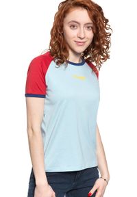 Wrangler - WRANGLER T SHIRT DAMSKI RAGLAN TEE ANGEL FALLS BLU W7N8F6B07 112131984. Długość rękawa: raglanowy rękaw