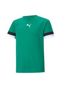 Koszulka piłkarska dla dzieci Puma teamRISE Jersey Jr. Kolor: zielony, wielokolorowy, czarny. Materiał: jersey. Sport: piłka nożna