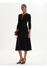 Karl Lagerfeld - KARL LAGERFELD Sukienka dzianinowa B1W13003 Czarny Regular Fit. Typ kołnierza: dekolt w karo. Kolor: czarny. Materiał: wiskoza #1