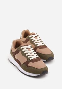 Born2be - Brązowe Casualowe Buty Sportowe Typu Sneakersy Glorelle. Okazja: na co dzień. Zapięcie: sznurówki. Kolor: brązowy. Materiał: jeans #4