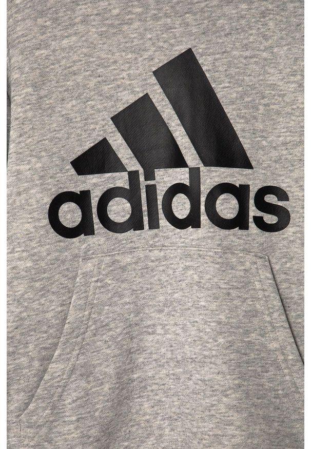 Adidas - adidas Bluza dziecięca GN4019 kolor szary z kapturem z nadrukiem. Okazja: na co dzień. Typ kołnierza: kaptur. Kolor: szary. Wzór: nadruk. Styl: casual