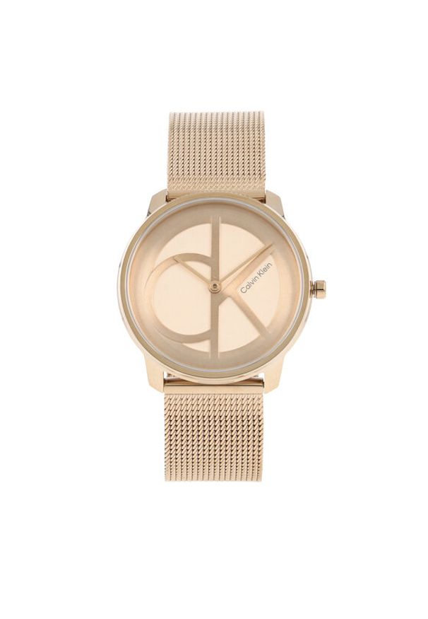 Zegarek Calvin Klein. Kolor: różowy. Materiał: mesh