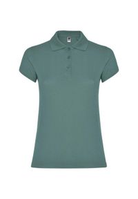 ROLY - Damska Koszulka Polo W Gwiazdki. Typ kołnierza: polo. Kolor: zielony