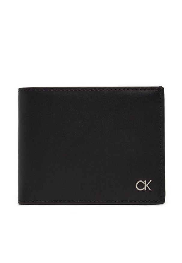 Calvin Klein Duży Portfel Męski Metal Ck Bifold 5Cc K50K512294 Czarny. Kolor: czarny. Materiał: skóra