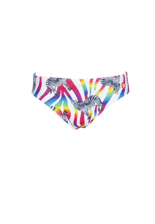 Kąpielówki slipy męskie na basen Arena Crazy Zebras Brief. Kolor: biały, niebieski, różowy, wielokolorowy