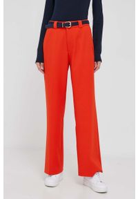 Rich & Royal spodnie damskie kolor pomarańczowy proste high waist. Stan: podwyższony. Kolor: pomarańczowy. Materiał: materiał, wiskoza #1