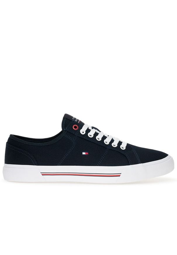TOMMY HILFIGER - Buty Tommy Hilfiger Core Corporate Vulc Canvas FM0FM04560-DW5 - granatowe. Okazja: na co dzień. Kolor: niebieski. Materiał: guma, bawełna, tkanina, poliester. Szerokość cholewki: normalna