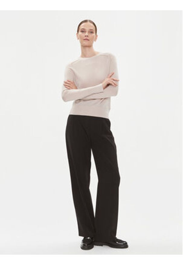 Calvin Klein Sweter K20K205777 Beżowy Regular Fit. Kolor: beżowy. Materiał: wełna