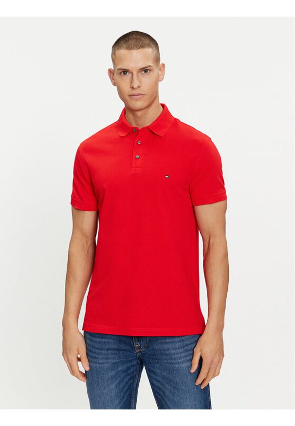 TOMMY HILFIGER - Tommy Hilfiger Polo 1985 MW0MW17771 Czerwony Slim Fit. Typ kołnierza: polo. Kolor: czerwony. Materiał: bawełna