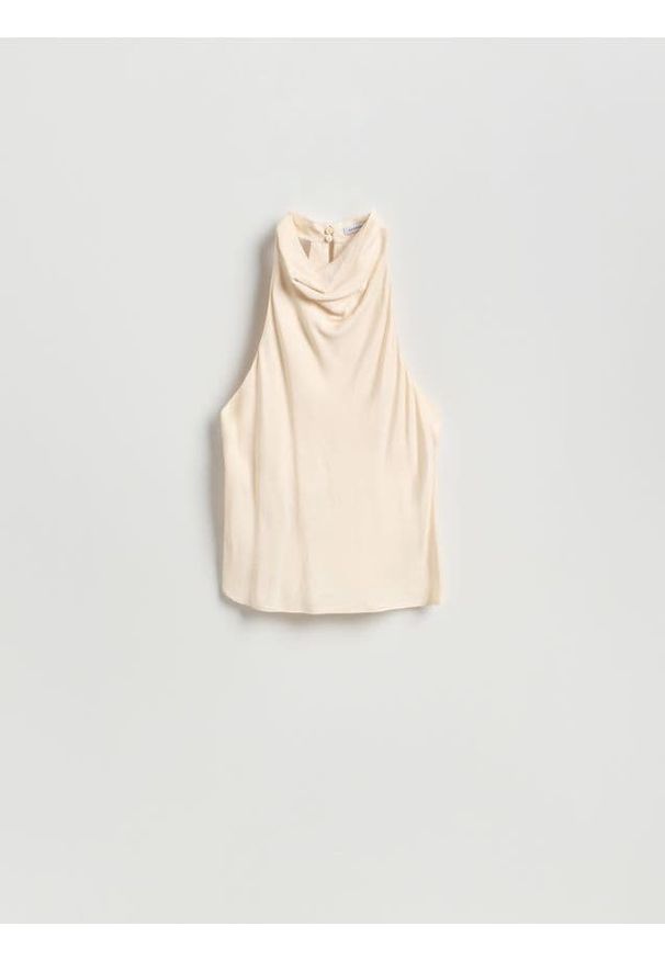 Reserved - Top halter - kremowy. Typ kołnierza: dekolt halter. Kolor: kremowy. Materiał: tkanina, wiskoza