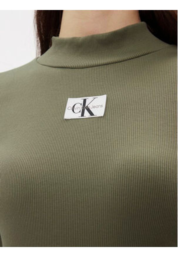 Calvin Klein Jeans Sukienka codzienna J20J222918 Zielony Slim Fit. Okazja: na co dzień. Kolor: zielony. Materiał: bawełna. Typ sukienki: proste. Styl: casual