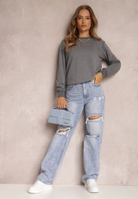 Renee - Ciemnoszara Bluza Sofaris. Kolor: szary. Materiał: bawełna, tkanina. Długość rękawa: długi rękaw. Długość: długie. Wzór: jednolity. Styl: klasyczny
