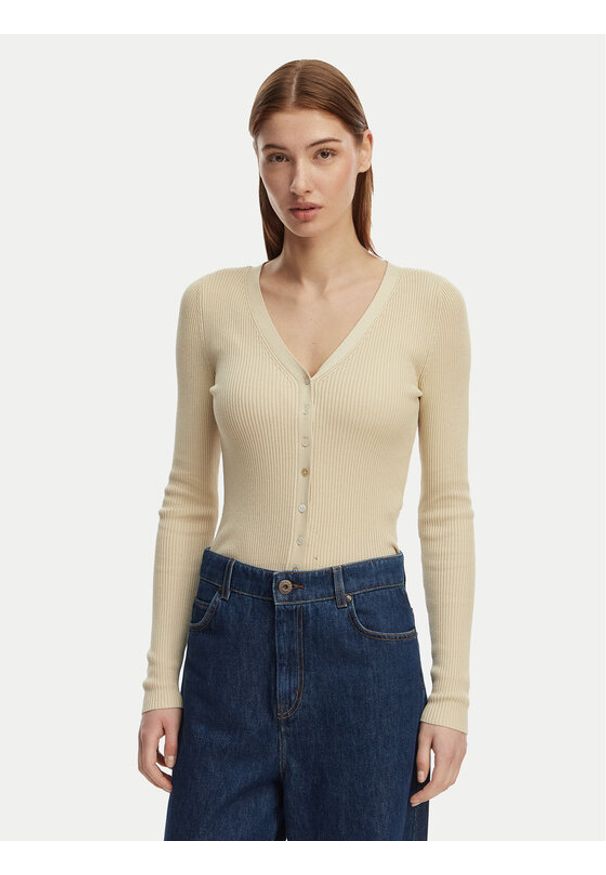 only - ONLY Kardigan Mist 15363392 Beżowy Slim Fit. Kolor: beżowy. Materiał: wiskoza