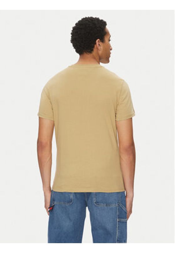 Tommy Jeans T-Shirt Essential DM0DM20740 Beżowy Slim Fit. Kolor: beżowy. Materiał: bawełna