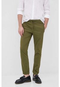 Selected spodnie męskie kolor zielony joggery. Kolor: zielony. Materiał: tkanina, bawełna