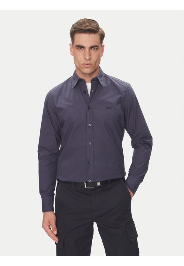 BOSS - Boss Koszula Relegant 50518304 Granatowy Regular Fit. Kolor: niebieski. Materiał: bawełna