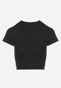 Born2be - Czarny T-shirt z Prążkowanego Materiału o Krótkim Kroju Telunna. Okazja: na co dzień, na spotkanie biznesowe. Kolor: czarny. Materiał: materiał, prążkowany. Długość: krótkie. Styl: biznesowy, klasyczny, elegancki, casual #6