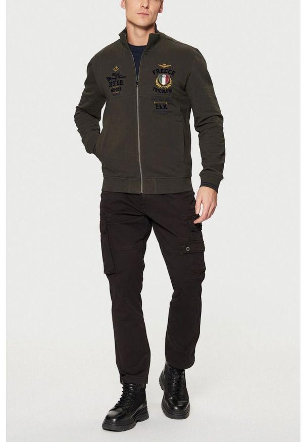 Aeronautica Militare - AERONAUTICA MILITARE Szarozielona bluza męska Color-block, Rozmiar XXL. Kolor: zielony