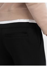 Ombre Clothing - Spodnie męskie dresowe z przeszyciem i zamkiem na nogawce - czarne V1 OM-PASK-0147 - XXL. Kolor: czarny. Materiał: dresówka. Wzór: nadruk #5