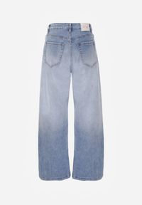 Renee - Niebieskie Jeansy Szerokie z Wytarciami High Waist Calale. Stan: podwyższony. Kolor: niebieski. Styl: elegancki #3