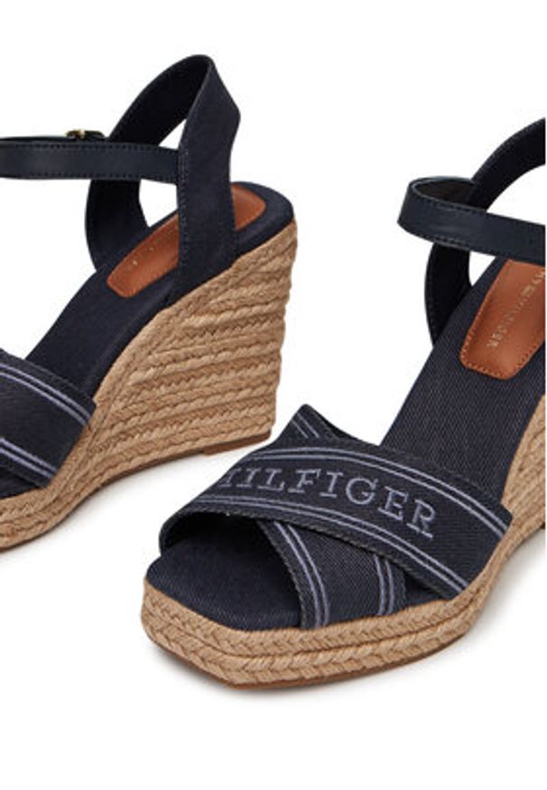 TOMMY HILFIGER - Tommy Hilfiger Espadryle Tommy Hilfiger Espad High Wedge FW0FW08668 Granatowy. Kolor: niebieski. Materiał: materiał