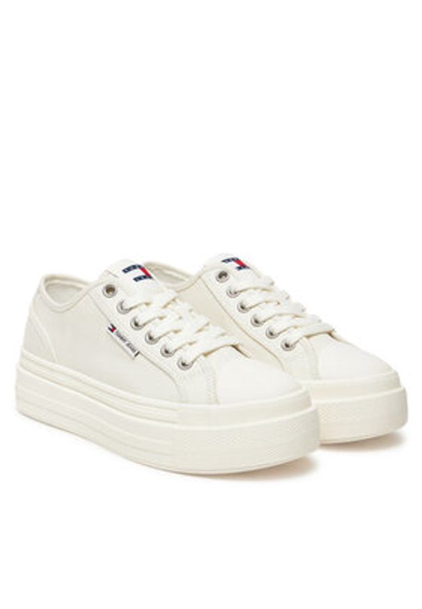Tommy Jeans Sneakersy Tjw Foxing Flatform Lc EN0EN02736 Biały. Kolor: biały. Materiał: materiał