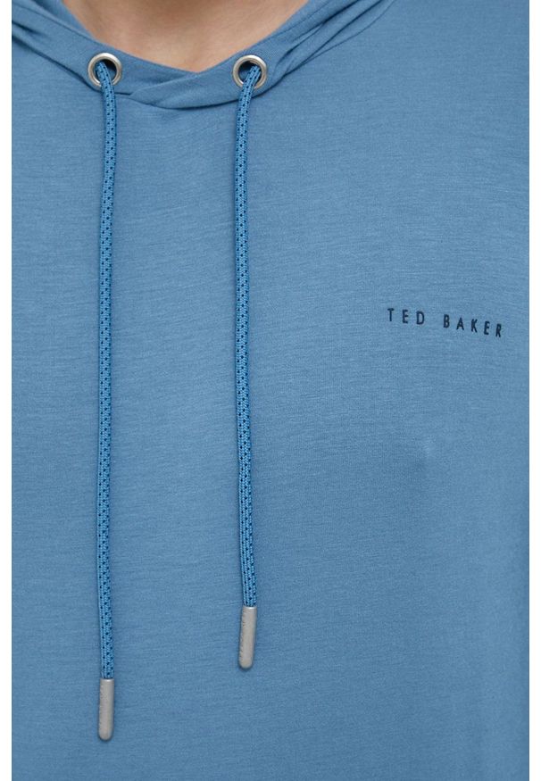 Ted Baker Bluza piżamowa męska gładka. Kolor: niebieski. Materiał: dzianina. Długość: długie. Wzór: gładki