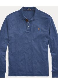 Ralph Lauren - RALPH LAUREN - Niebieska bluzka polo z logo. Typ kołnierza: polo. Kolor: niebieski. Materiał: bawełna. Długość rękawa: długi rękaw. Długość: długie. Wzór: haft, melanż, kolorowy #4