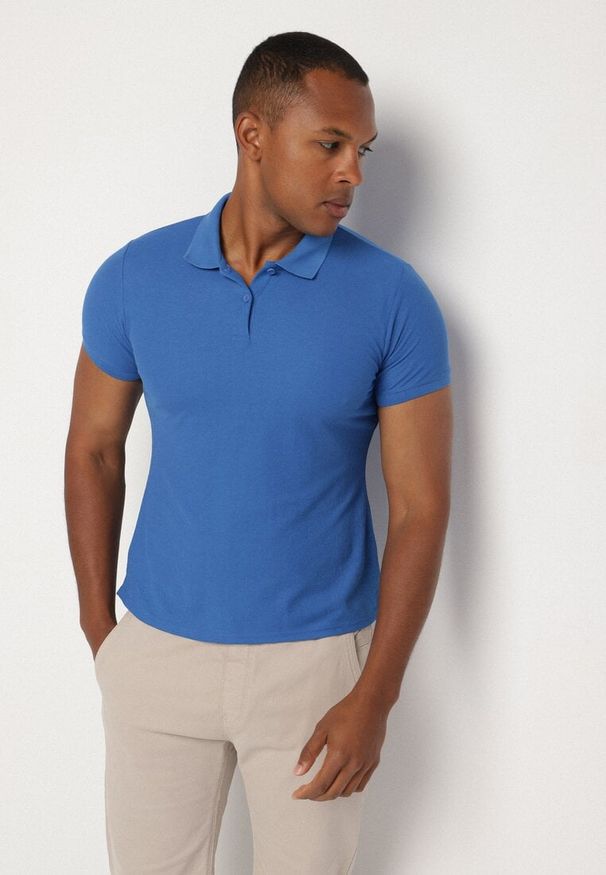 Born2be - Niebieski T-shirt Polo z Bawełną Fodelira. Okazja: na co dzień. Typ kołnierza: polo. Kolor: niebieski. Materiał: bawełna. Styl: klasyczny, casual, elegancki