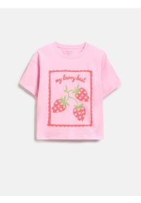 Reserved - T-shirt z nadrukiem - różowy. Kolor: różowy. Materiał: bawełna. Wzór: nadruk #1