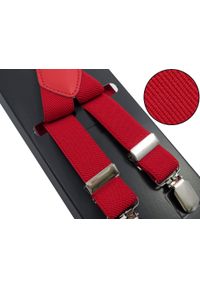 Modini - Czerwone Szelki Wąskie Unisex - 2,5cm x2. Kolor: czerwony. Materiał: skóra, guma #1