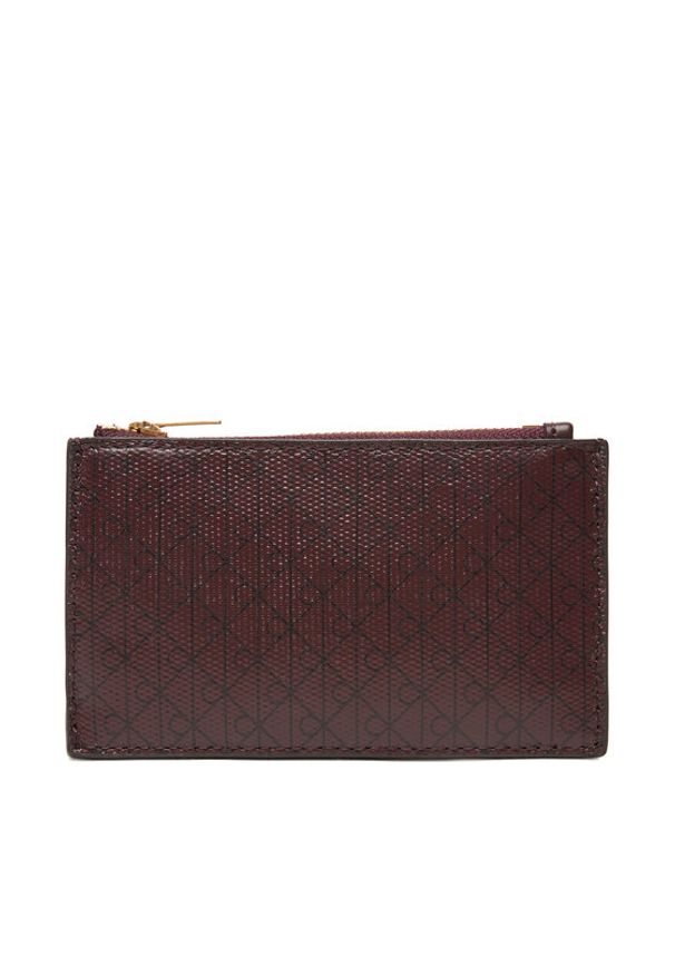 Calvin Klein Duży Portfel Damski Emblem Aop Top Zip Cardcase LV04F1084G Brązowy. Kolor: brązowy. Materiał: skóra