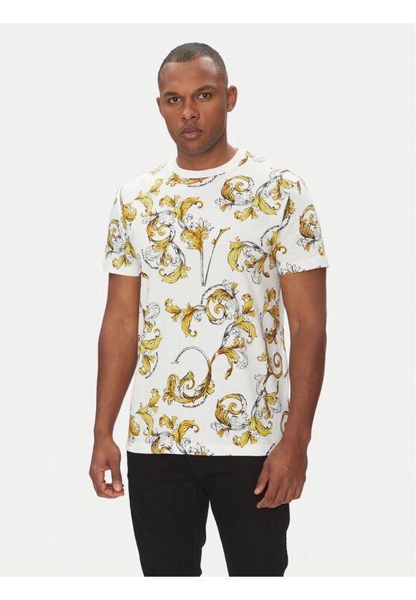 Versace Jeans Couture T-Shirt 78GAH6S0 Biały Regular Fit. Kolor: biały. Materiał: bawełna