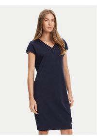 Tatuum Sukienka codzienna Kokena T2509.210 Granatowy Regular Fit. Okazja: na co dzień. Kolor: niebieski. Materiał: bawełna. Typ sukienki: proste. Styl: casual