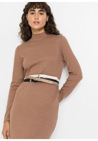 bonprix - Komplet wąskich pasków (3 szt.). Kolor: beżowy. Materiał: skóra #1