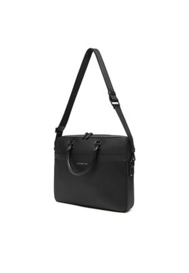 TOMMY HILFIGER - Tommy Hilfiger Torba na laptopa Th Business Leather Comp Bag AM0AM13214 Czarny. Kolor: czarny. Materiał: skóra