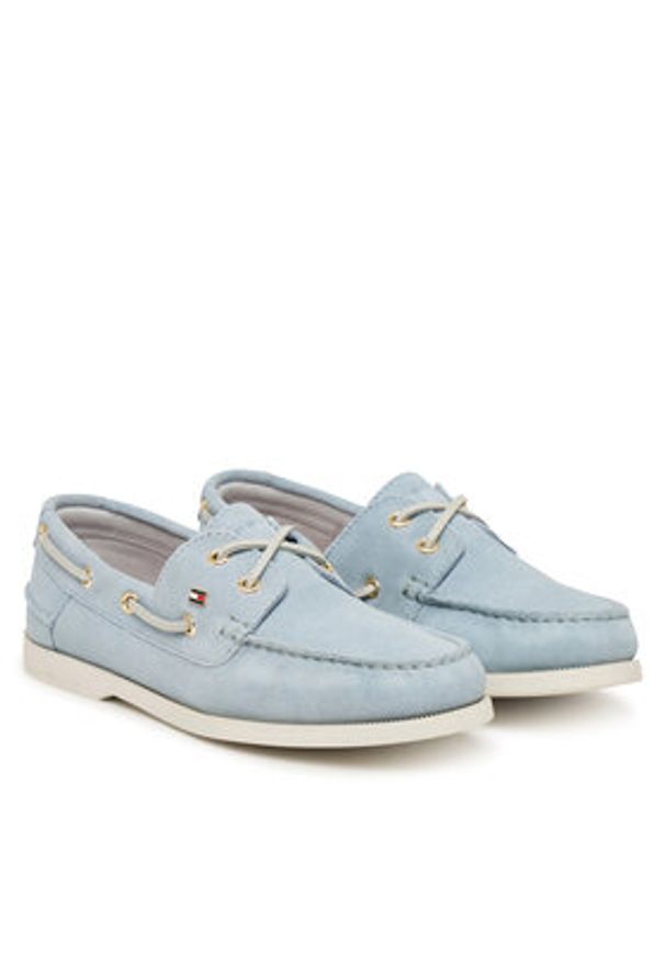 TOMMY HILFIGER - Tommy Hilfiger Mokasyny FW0FW09338 Błękitny. Kolor: niebieski. Materiał: skóra, zamsz