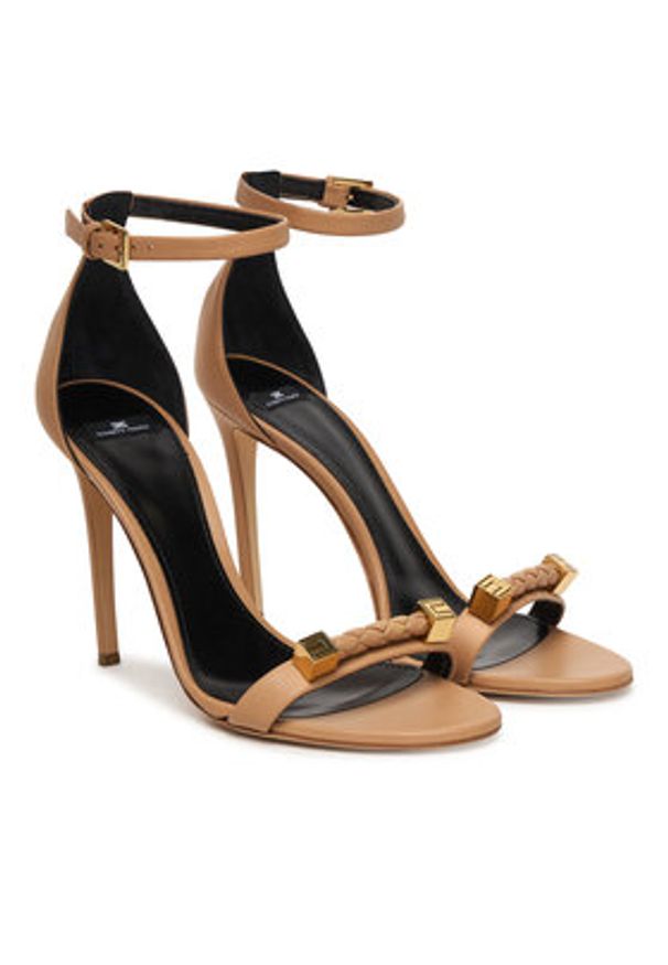 Elisabetta Franchi Sandały SA12L61E2 Beżowy. Kolor: beżowy. Materiał: skóra