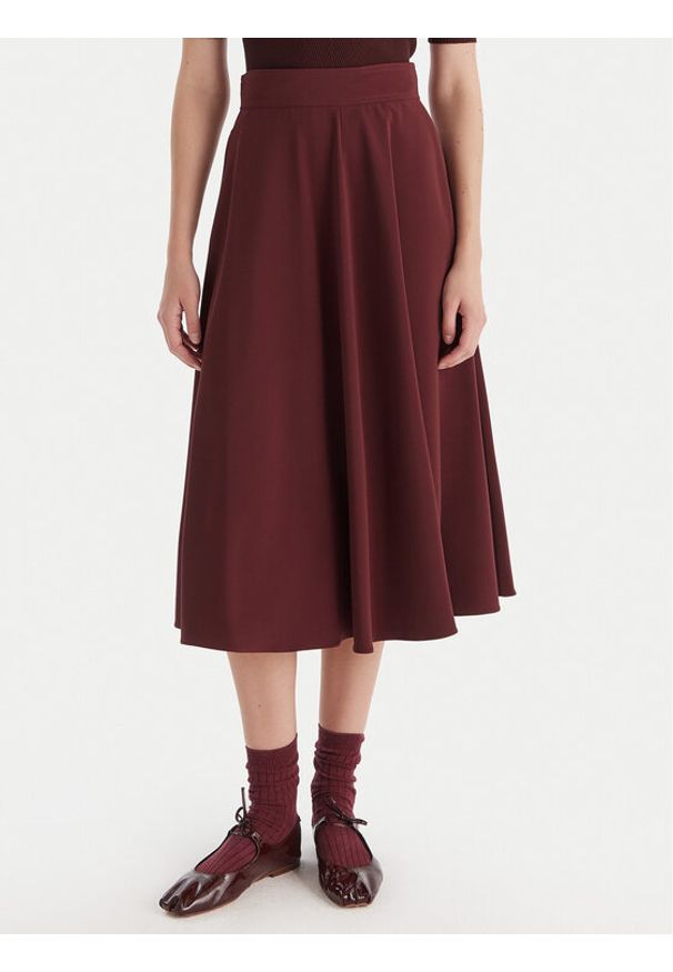 Marella Spódnica trapezowa Pina 2523106075 Bordowy Regular Fit. Kolor: czerwony. Materiał: syntetyk