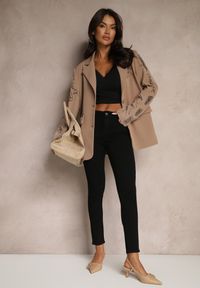 Renee - Czarne Bawełniane Jeansy Typu Slim Feloriel. Okazja: na co dzień, na spotkanie biznesowe. Kolor: czarny. Styl: sportowy, biznesowy, elegancki, casual #4