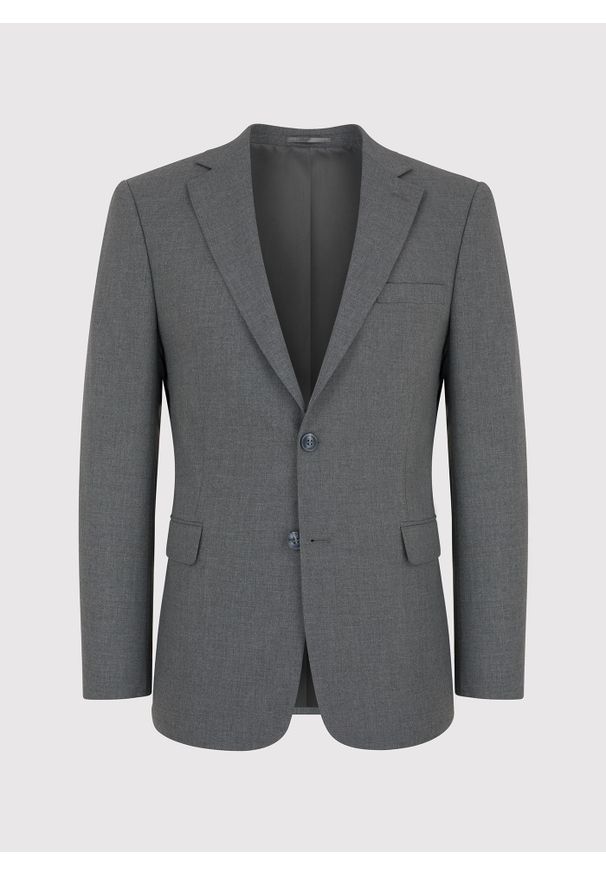 Pako Lorente - PAKO LORENTE – Szara gładka marynarka garniturowa. Kolor: szary. Materiał: tkanina. Wzór: gładki. Styl: klasyczny