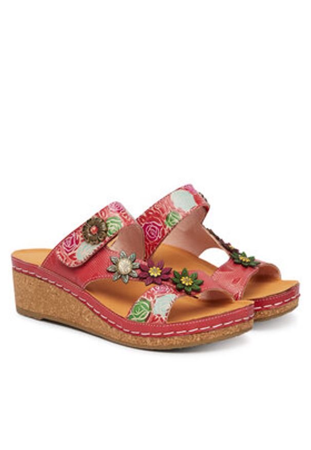 Laura Vita Klapki Facscineo 05 Czerwony. Kolor: czerwony. Materiał: skóra