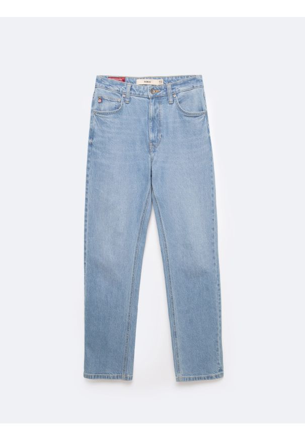 Big-Star - Jeansy męskie z prostą nogawką jasnoniebieskie Toros 171. Okazja: na co dzień. Stan: podwyższony. Kolor: niebieski. Styl: elegancki, casual, vintage, klasyczny