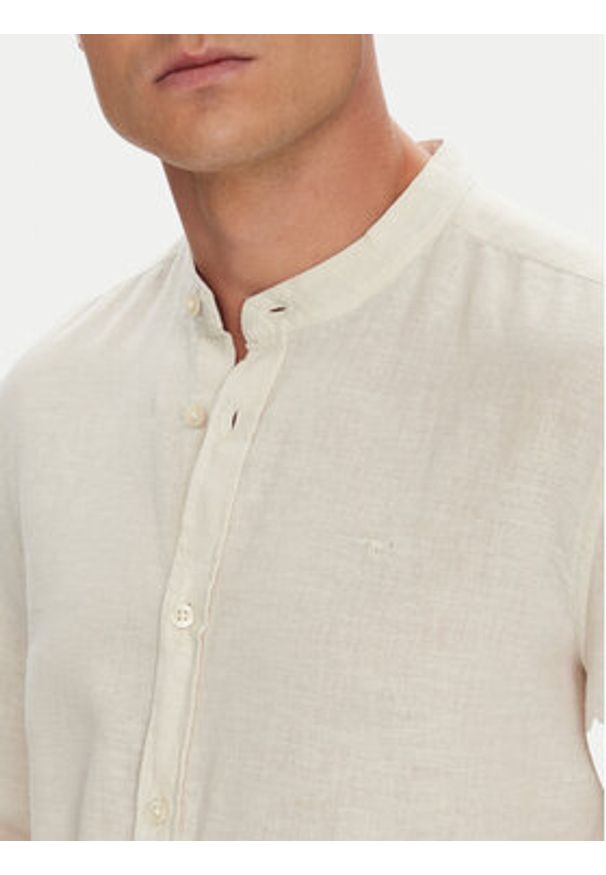 Mustang Koszula Yuma 1016469 Beżowy Regular Fit. Kolor: beżowy. Materiał: len, bawełna
